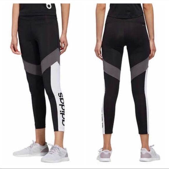 NWT ADIDAS COLOR BLOCK BLACK AND GREY LEGGINGS NWT SIZE MED - Picture 5 of 6